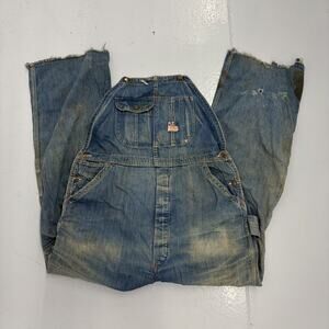 Vintage 50s Big Mac Blue Dark Workwear Denim Overalls 36x30